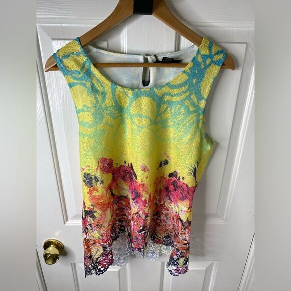 Radzoli Womens Tank Top Colorful Lace Detail Beautiful Sz Medium NWT. - Picture 9 of 10